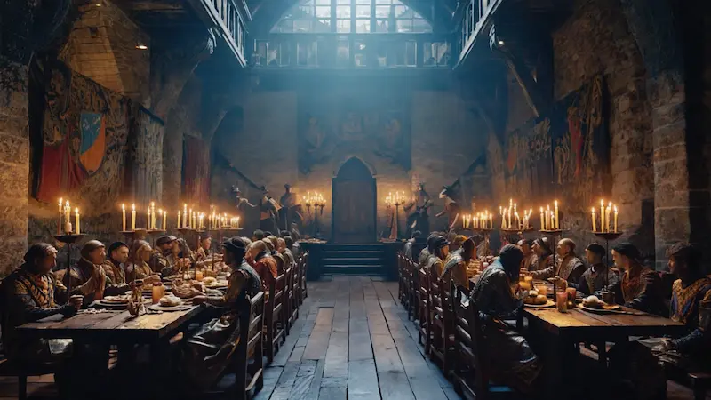a feast at a medieval castle
