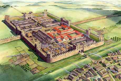 roman fortified town, an artist imression